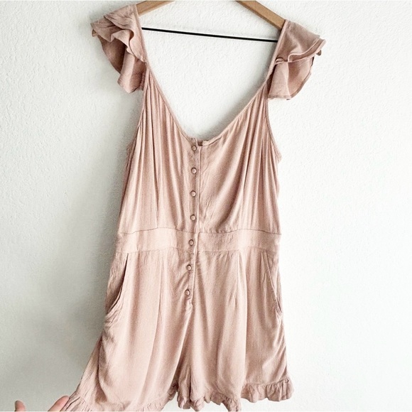 URBAN OUTFITTERS UO NORMA BUTTON-DOWN WOMEN ROMPER WITH POCKETS SIZE LARGE - Picture 5 of 7